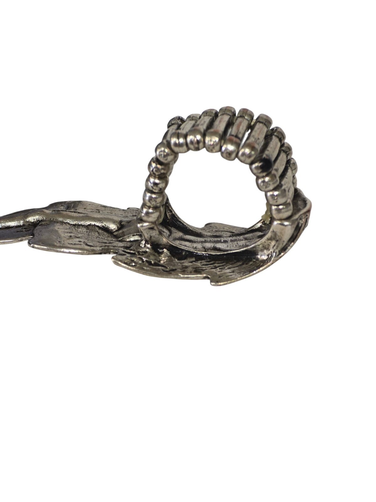 Silver Tone Adjustable Feather Ring Rhinestone Ac… - image 6