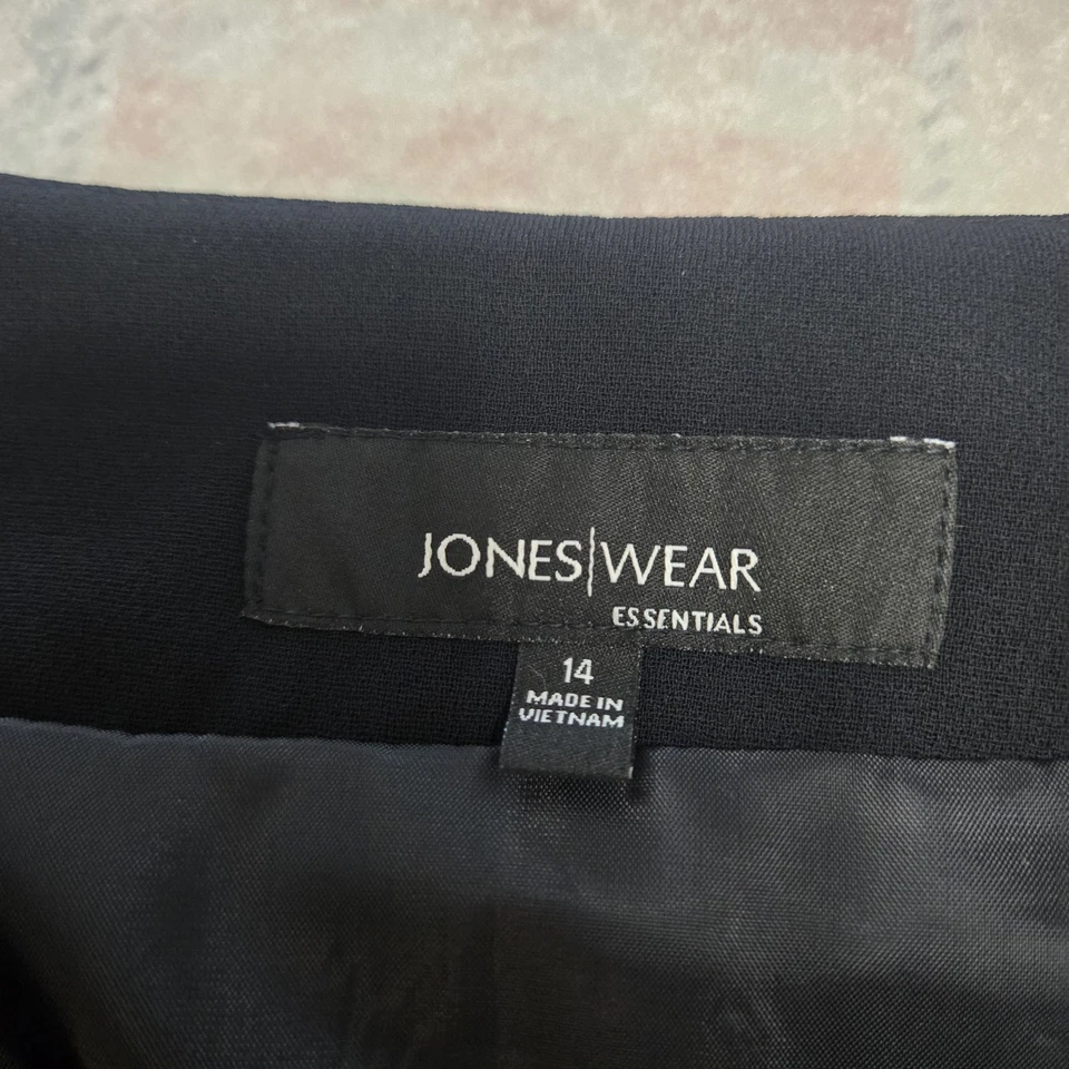 NUEVO CON ETIQUETAS JONES WEAR Mujer Falda Acampanada Poliéster Panelada Azul Marino Sólido. talla 14. 32 Foto 4 de 4