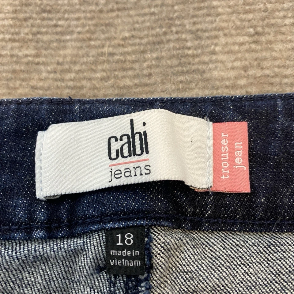 CAbi Trouser Jeans Womens 18 Dark Navy Denim Stretch Flare Leg High Rise - Image 4 of 4