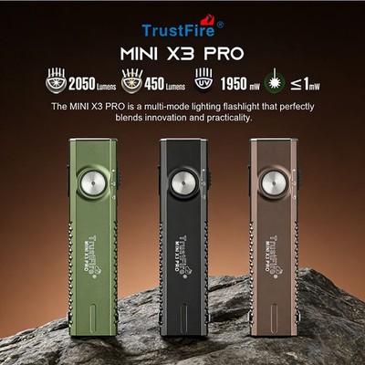TrustFire MiniX3-PRO 2050 Lumens 6-in-1 EDC Flashlight UV + Laser Red Blue Light