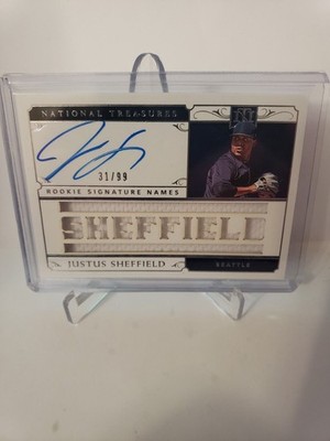 2019 National Treasures Signature Names 31/99 Justus Sheffield Rookie Auto RC