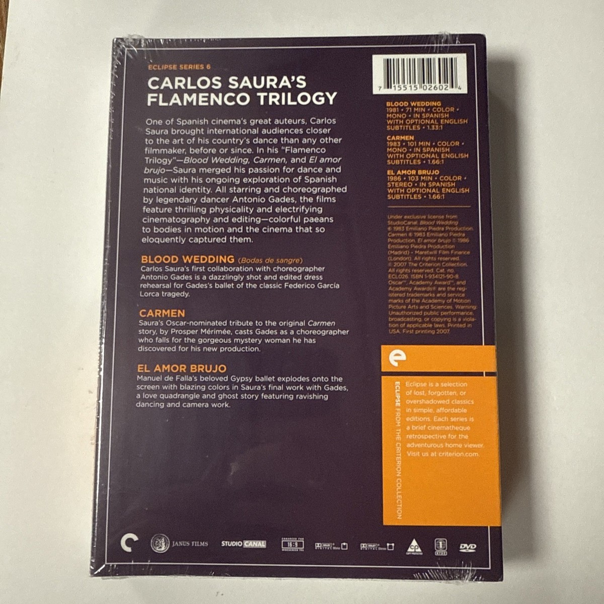 Carlos Sauras Flamenco Trilogy (DVD, 2007, 3-Disc Set) for