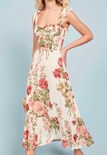 REFORMATION Nikita Dress Etienne Floral Slip Size 0 Tie Shoulder Bow