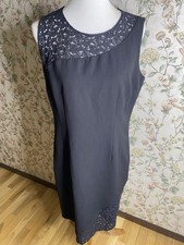 Tahari Dakota Shift Dress Womens Size 12 Black Sleeveless Lined Back Zip