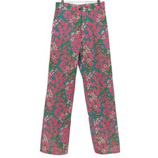 Vintage Liza by Lilly Pulitzer Floral Pants size 13 Pink Teal Retro 70s Hippie