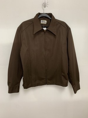 Vintage Riverside Work Jacket Men M Brown 1970s Collared Zip Up