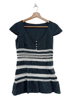 WEEKEND Kurzarm-Bluse Damen Bluse Gr. DE 34 schwarz-weiß Casual-Look