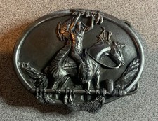 Vintage 1984 Siskiyou Pewter Belt Buckle Native American Tribute R-29 USA Made