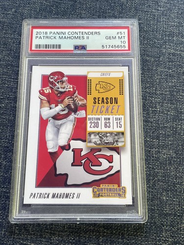 Panini 2018 Contenders Patrick Mahomes II Season Ticket #51 PSA 10 Chiefs