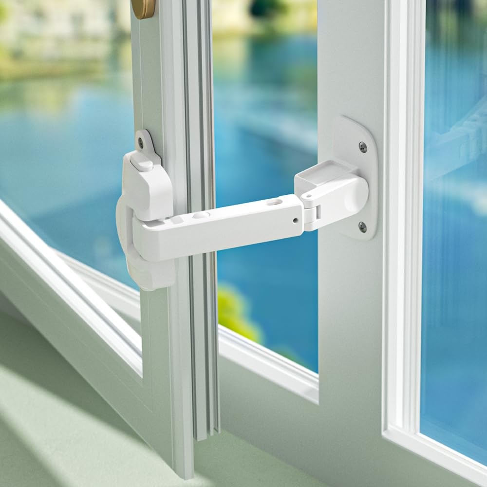 SAFELON 2 Pcs Upgraded Adjustable Window Lock, Child 2 PCS - White, White