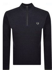 SALE New Fred Perry Half Zip Waffle Knit  Jumper Blue Airforce Sixe XS