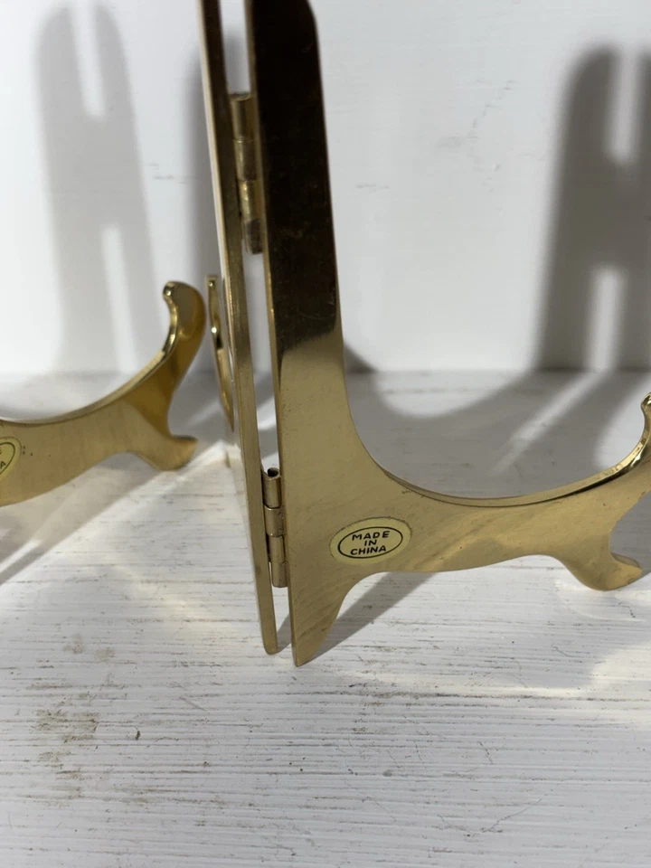 "Soportes plegables para cuadros/placa/marco/libros vintage de latón de 4,75""" Foto 4 de 4
