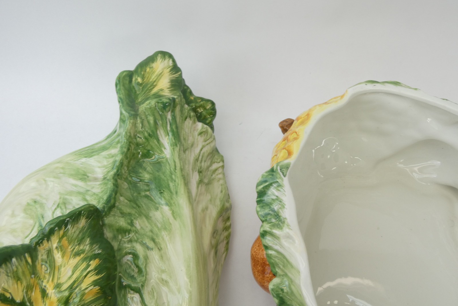 Italian Vietri Goose Cabbage Large Figural Tureen w/ Ladle Botanical Collection