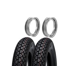 Coppia Copertoni Cerchi Camera 3 00 10 Vespa 50 SPECIAL R L N - RUOTE COMPLETA