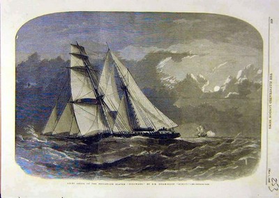 Old Antique Print Brigantine Slaver Windward Steam-Sloop Alecto Ship 1858 19th