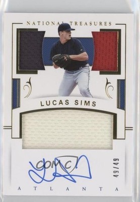 2018 Panini National Treasures Gold 49/49 Lucas Sims #PCS-LS Rookie Auto RC 00fb