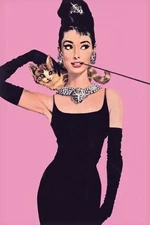 Audrey Hepburn Breakfast At Tiffanys Pink Movie � Poster - Canvas Print - Woo...