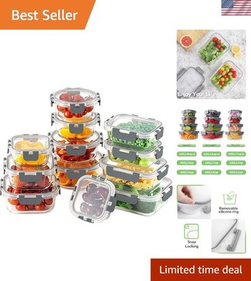 Airtight Meal Prep Containers - 24pc Borosilicate Glass Set for Healthy Storage