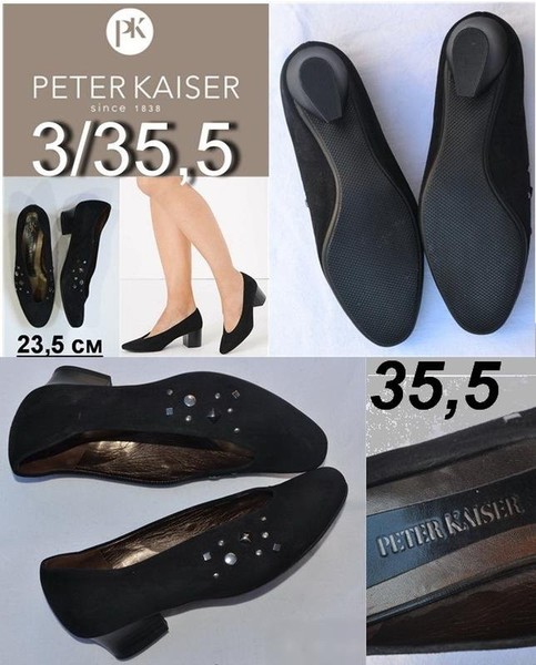 Women Peter Kaiser Heels Black Suede 35.5