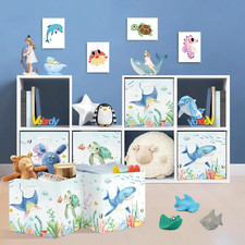 11.8" Sea Animals Storage Cube Organizer Shark Turtle Jellyfish Clothes Basket