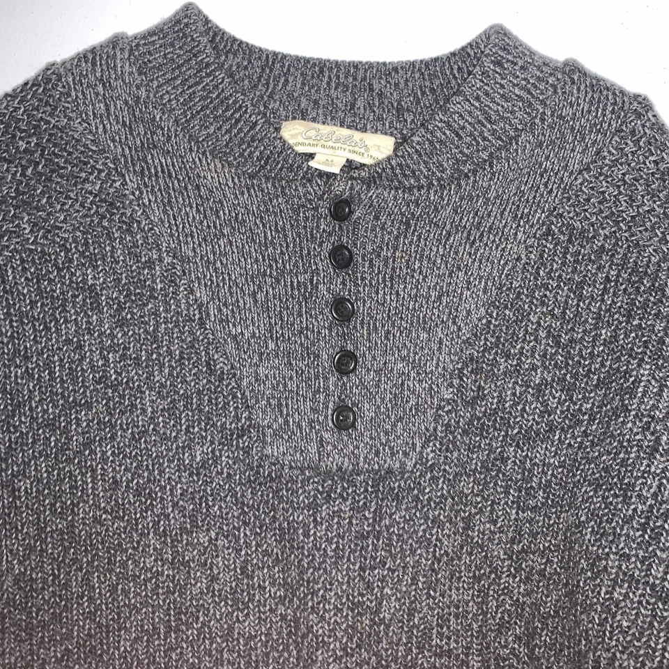 Cabela’s Fisherman Hombre Talla Mediana 100% Algodón Manga Larga Suéter Grueso Tejido Foto 3 de 4