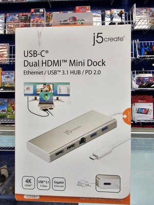 j5create JCD381 USB-C Dual HDMI Mini Dock W/ Ethernet/USB3.1/PD 2.0