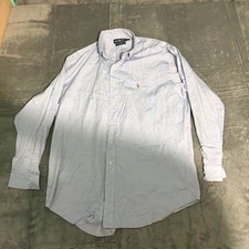 Ralph Lauren Dress Shirt Mens 17 - 34 Blue Long Sleeve Button Down Pinpoint