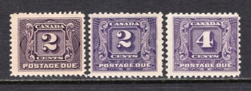 Kanada 1906-1930 portofrei 3 Briefmarken postfrisch NH #J2, 7-8 CV 97 $
