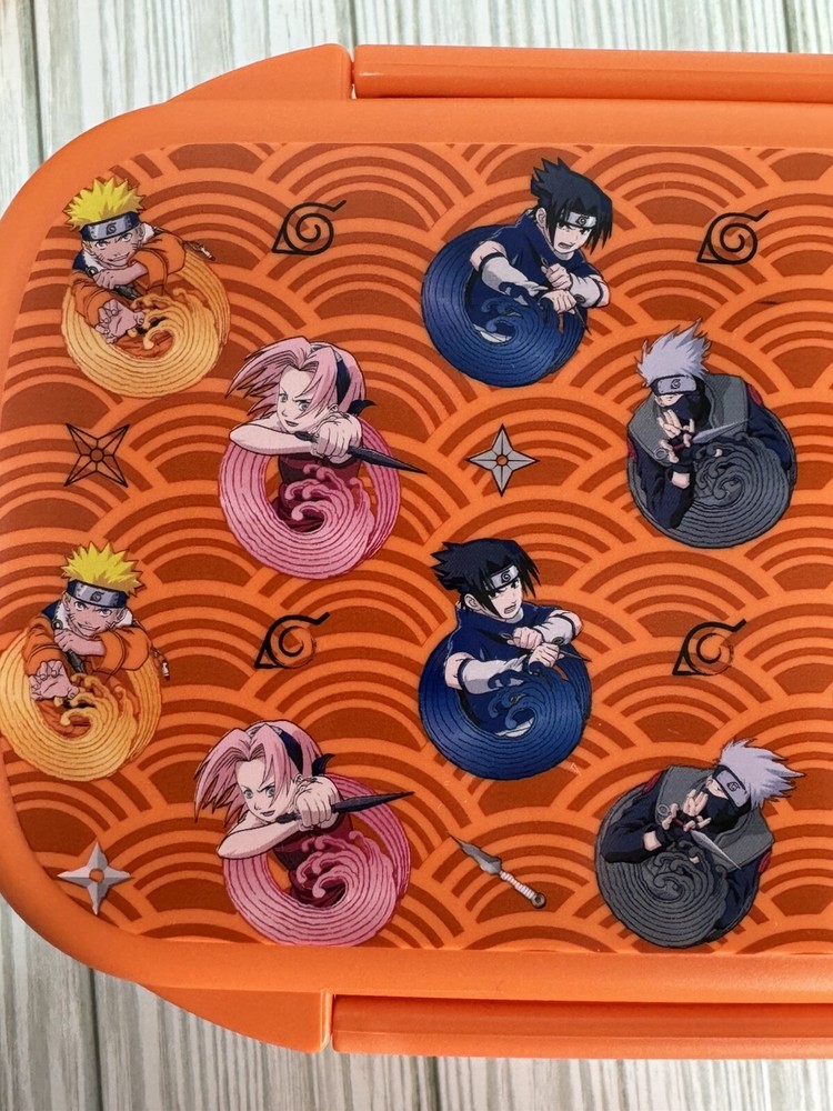 Naruto Bento Box And Plastic Water Bottle Orange Fork Spoon 2 Trays New Naruto Bento Box And Plastic Water Bottle Orange Fork Spoon 2 Trays New