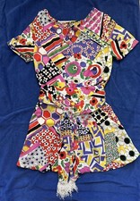 Vintage 70s Flower Power Child  s Tag Size 10 Blouse  Skirt With Tie Belt