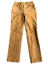 Vintage NEWPORT NEWS 90s Y2K Women Sz 4P Leather Suede Pants Straight Boho Lined