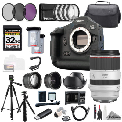 Canon EOS R1 + RF 70-200mm f/2.8L IS USM Lens+32GB+ExtBat+9PCFltr-MEGAKit