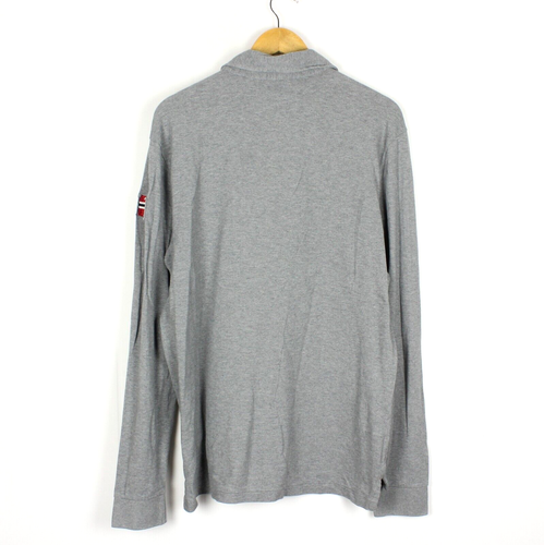 Napapijri Hombre Rugby Camisa Talla XL Cuello Manga Larga Algodón Gris me8230 - Imagen 2 de 7