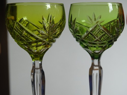 VINTAGE SIX CORDIALS GLASSES CRYSTAL VAL ST LAMBERT BELGUIM SIX COLORS ht 5,12" - Picture 4 of 12
