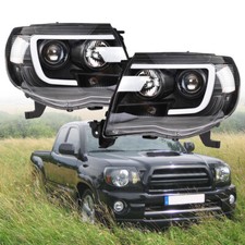 For Toyota Tacoma 2005-2011 Black Clear LED Tube Projector Headlights Headlamps