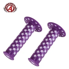 Purple & White Star Rubber Handlebar Grips Mountain Fixie Track BMX Bike Bicycle