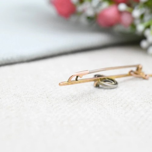 Antiguo broche eduardiano de diamantes de oro de 9 quilates con diseño de flores - minimalista - Imagen 5 de 7