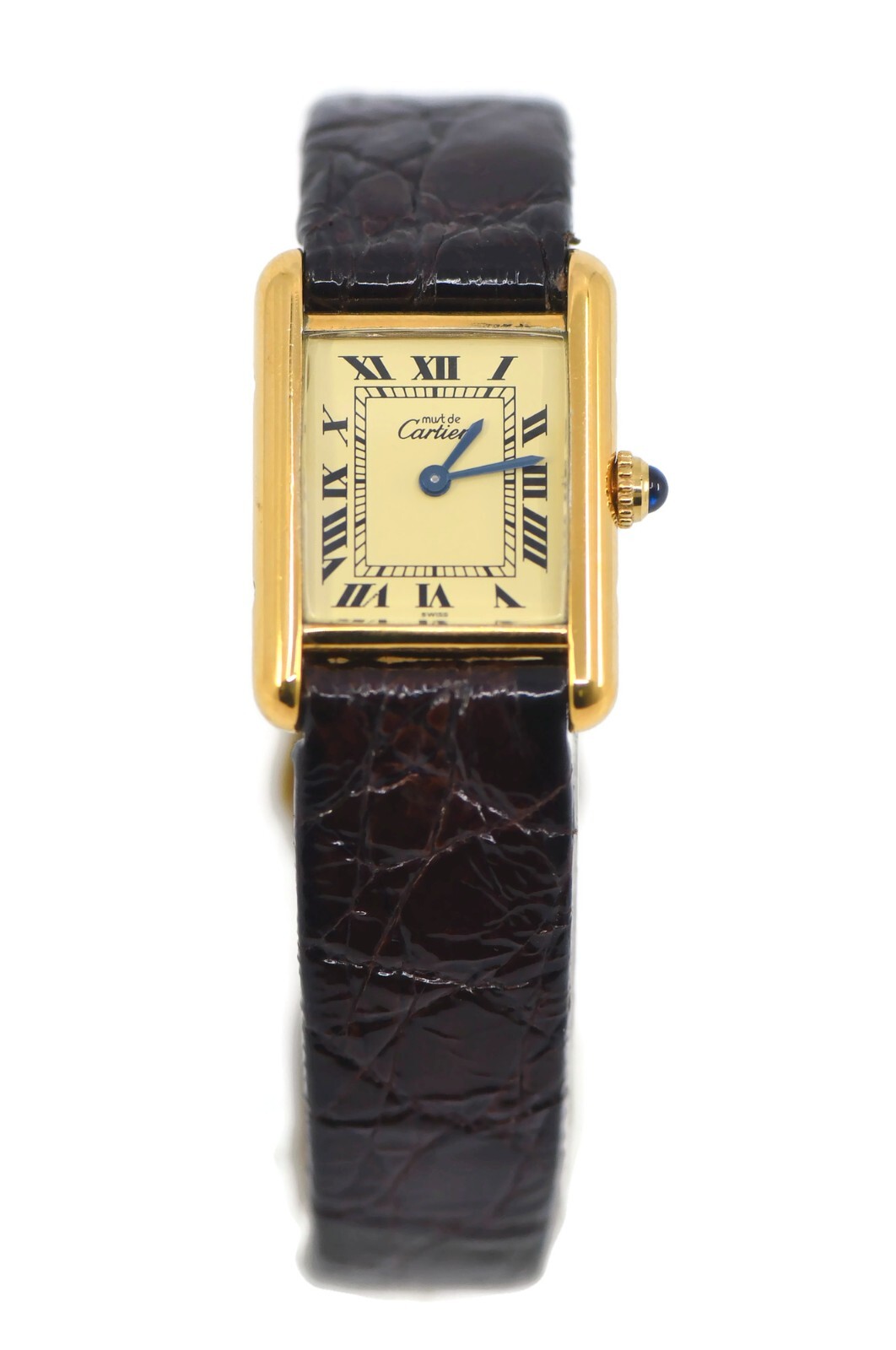 Cartier Tank Must Vermeil Gold Plated Sterlng Silver Watch 1613