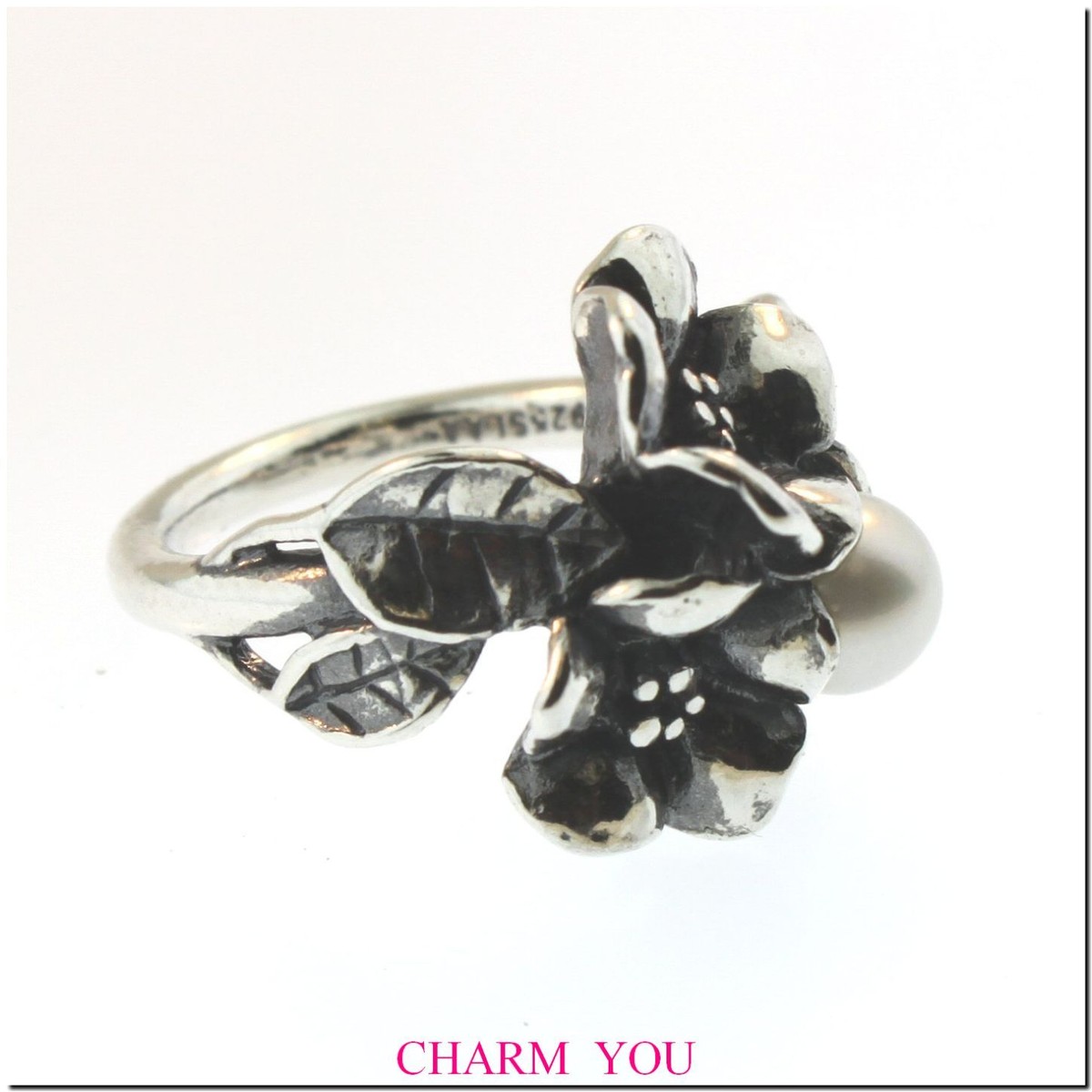 Ring Biancospino Trollbeads AUTHENTIC TROLLBEADS HAWTHORN W/ PEARL