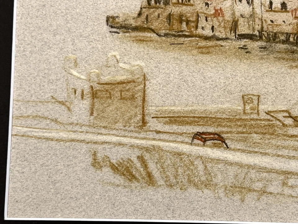 Impresionismo Pastel Dibujo 11x14” Escena Puerto Mykonos Grecia Playa Marítima Foto 3 de 4