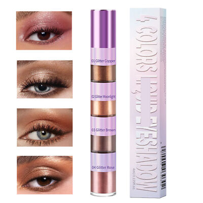4 In 1 Eye Makeup Set for Women 4 Colors Long-Lasting Eyeshadow Highlights Stick