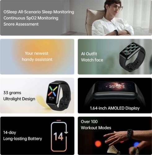 OPPO Watch Free Smartwatch (Black Strap, Free Size) - Picture 2 of 3