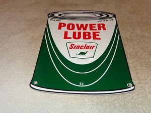 VINTAGE-1952-SINCLAIR-POWER-LUBE-OIL-CAN-DINO-11-034-PORCELAIN-METAL-GASOLINE-SIGN