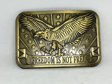 Freedom Is Not Free Belt Buckle Eagle Stars Stripes USA 2014 Sponsor