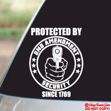 PROTECTED BY 2ND AMENDMENT SECURITY - VINYL DECAL STICKER SIGN HOME DOOR WINDOW