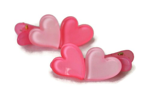 Girls Pretty Acrylic Heart Small Crocodile Alligator Hair Clips x2pcs - Picture 3 of 21