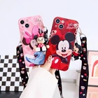 Cute 3D Cartoon  Minnie Doll Pendant Stand + Strap Case Cover For Various Phone