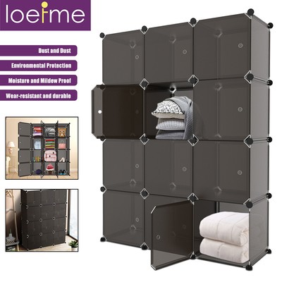 LOEFME 20 Cube DIY Wardrobe for Storage Clothes Portable Wardrobe Combination Armoire Plastic Wardrobe Storage Organizer Cube Closet Modular Cabinet for Space Saving