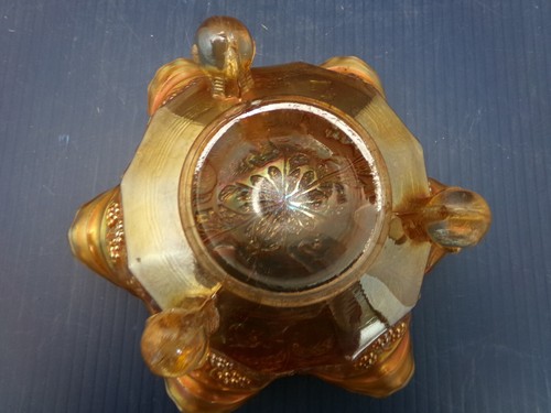 RARE FENTON CARNIVAL GLASS FOOTED BOWL, WITH PANTHER DESIGN - Picture 5 of 10