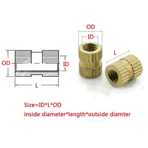 M3 M4 M5 Brass Metric Threaded Round Cylinder Knurled Nut Insert Embeded Nut - Picture 2 of 5